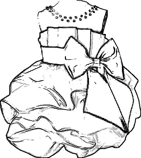 Girl ball gown with large bow coloring picture