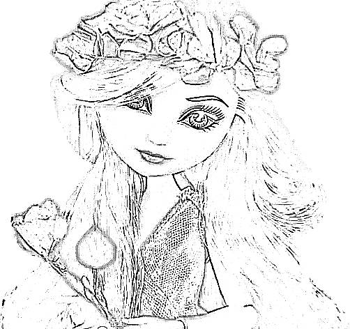 Girl with flower crown coloring picture