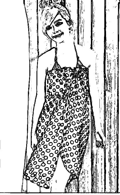 Beach towel dress coloring picture