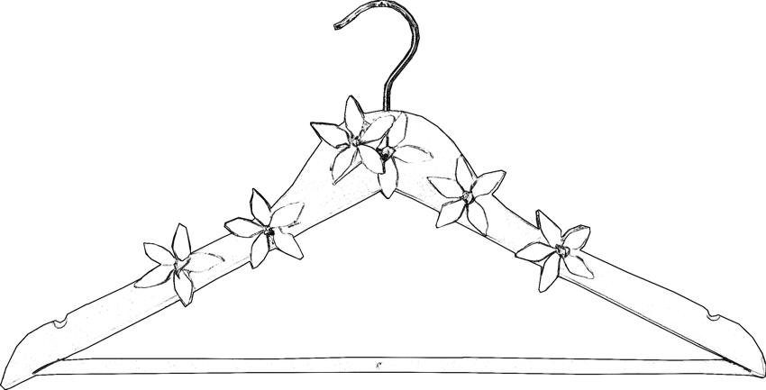 Kleurplaat van een kleerhanger met bloemen