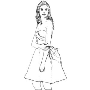 Girl in a dress coloring picture