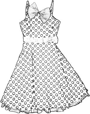 Kleurplaat van een polkadots jurk met strik