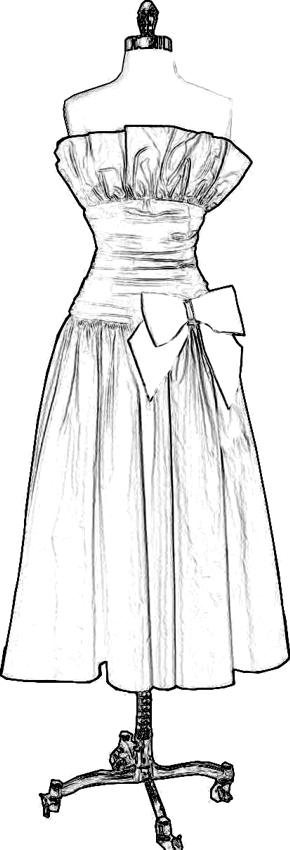 Dress with a large bow coloring page