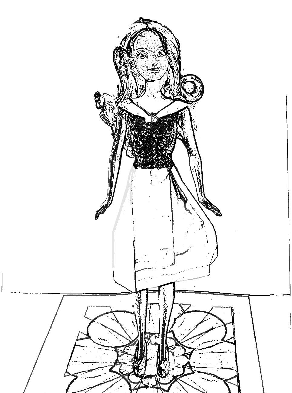 Barbie in a skirt coloring picture