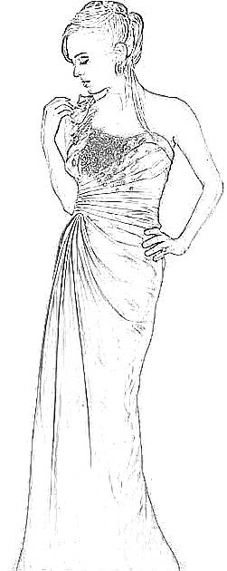 Fashion Colouring Picture of a Formal Dress