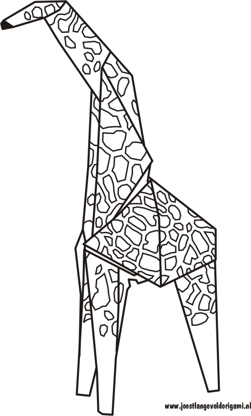 Colouring picture, origami giraffe