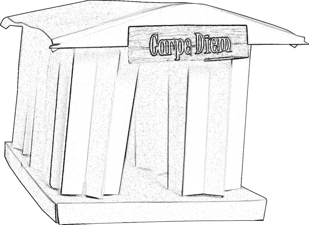 colouring picture of an origami greek temple
