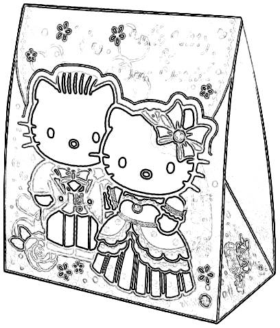 Hello Kitty favor box coloring picture