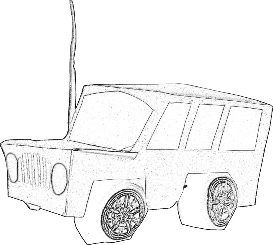 colouring picture of an origami jeep