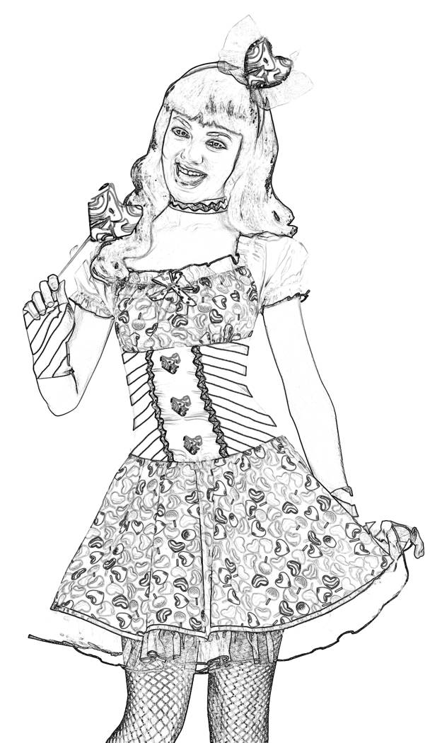 Lollipop girl colouring picture