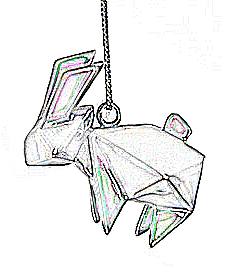 origami rabbit necklace colouring picture