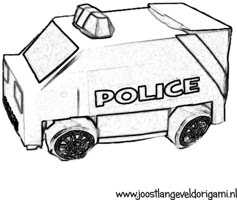 kleurplaat van een politie busje