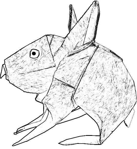 colouring picture of an origami rabbit