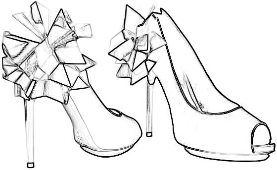 Colouring picture of Rihanna origami high heels