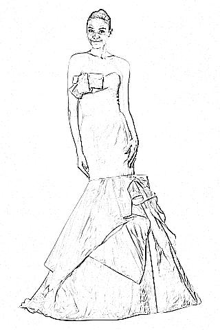 Coloring picture of a wedding dress