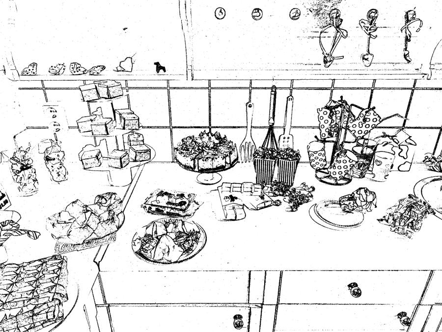 Party kitchen coloring picture