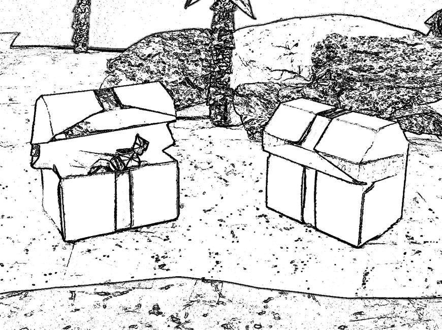 Treasure chests coloring picture