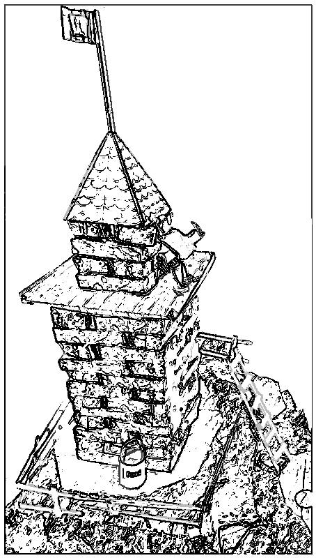 Coloring picture of a watchtower