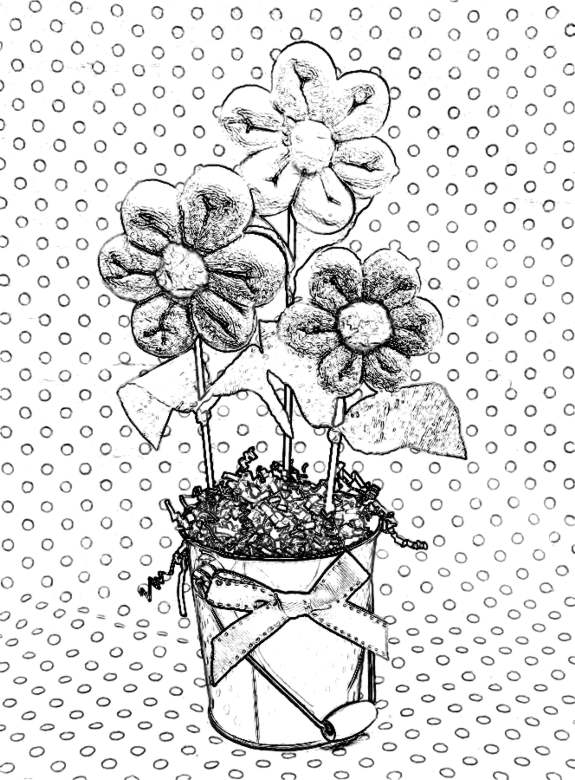 Washcloth flowers coloring picture