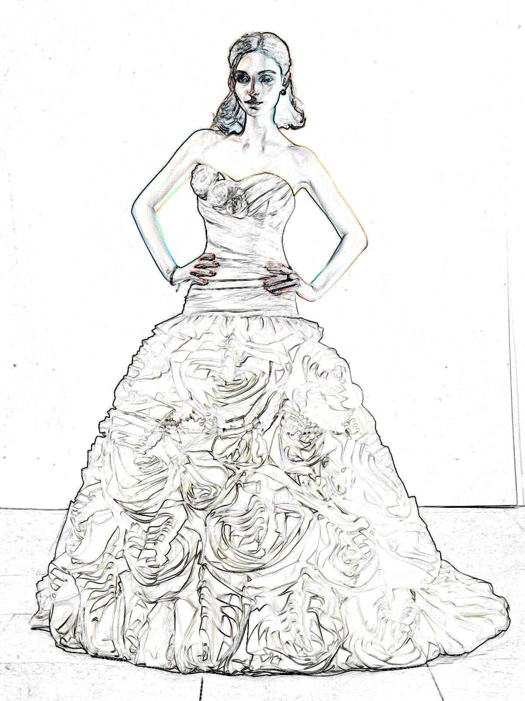 Bridal dress colouring picture