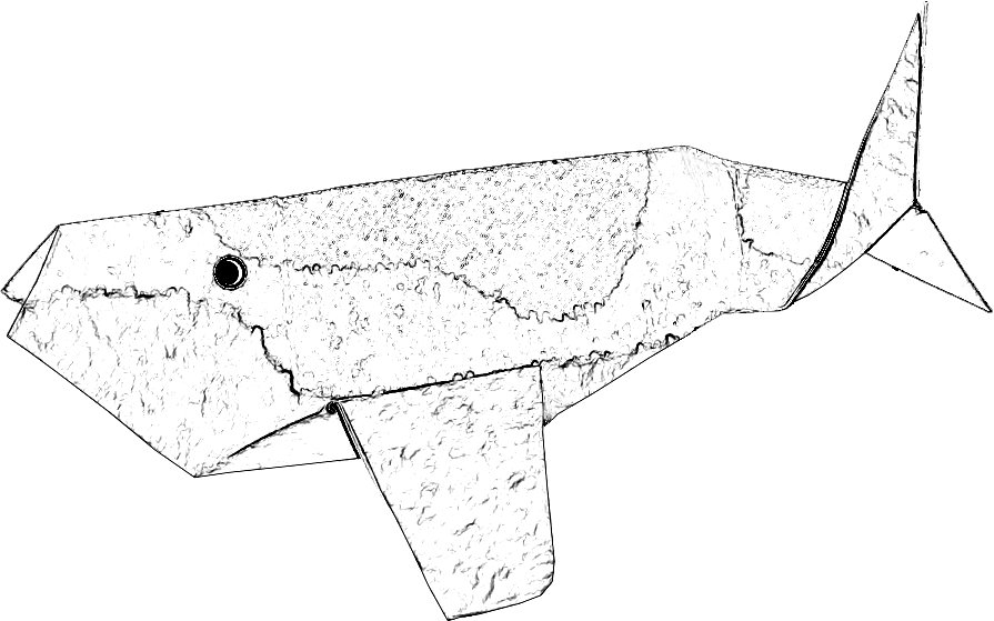colouring picture of an origami whale