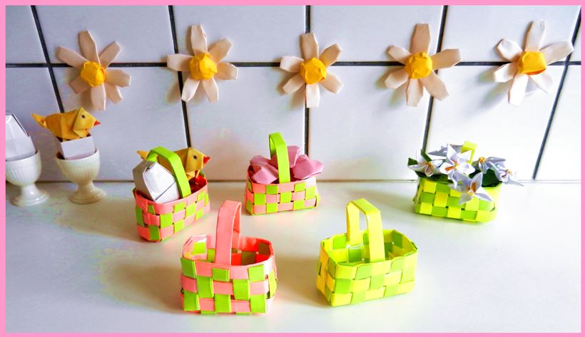 Woven paper gift baskets