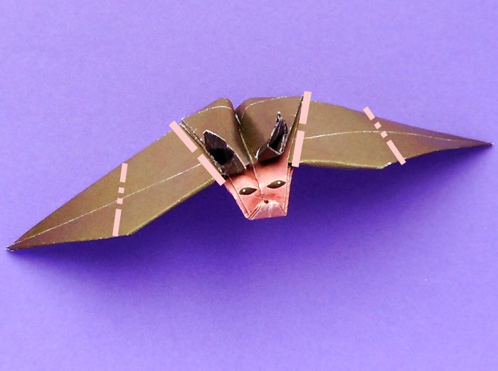 Origami Vleermuis vouwen