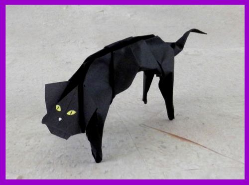 origami black cat, advanced model