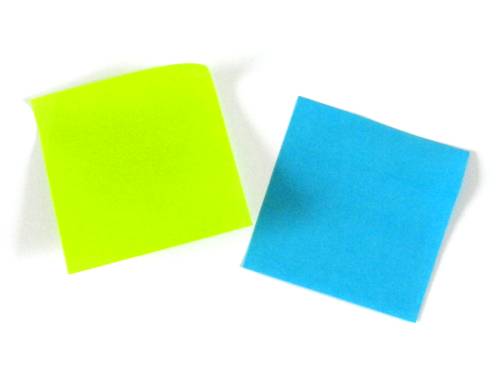a Green and a Blue Sticky Note paper