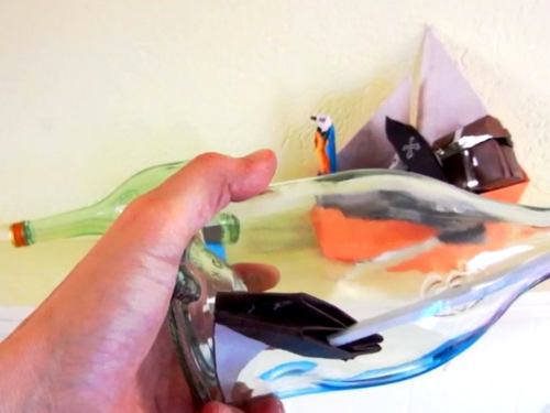 Make an Origami boat in a bottle