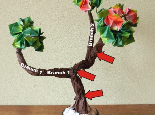 diagrams for a Bonsai origami plant with buds