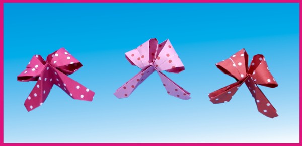 cute origami bows with polkadot patterns