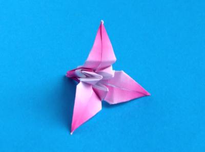 roze bloemetje van papier met drie blaadjes