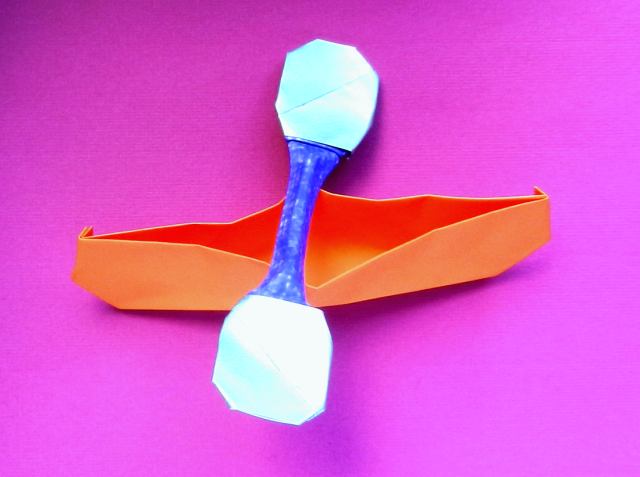 Origami Canoe with Paddle