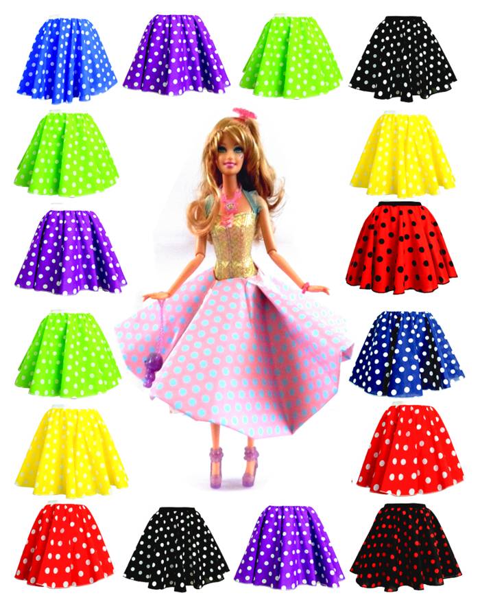 Barbie and polkadot circle skirts