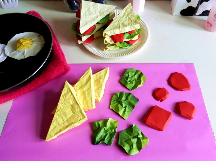 Make a paper Origami club sandwich