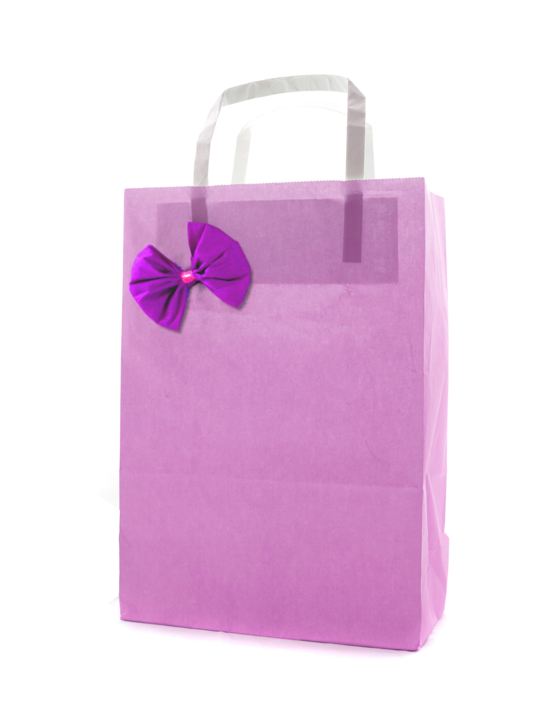 Paper shopping bag with crepe paper bow