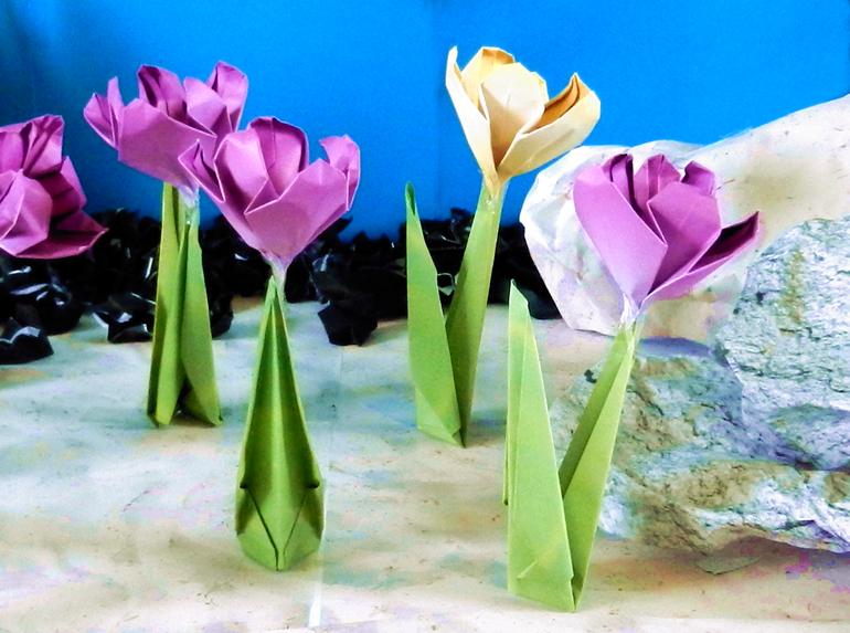 Origami Crocus flowers