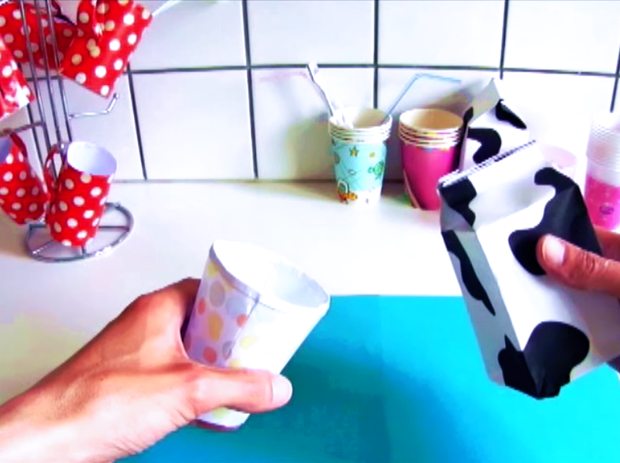 Paper Origami cup and milk carton