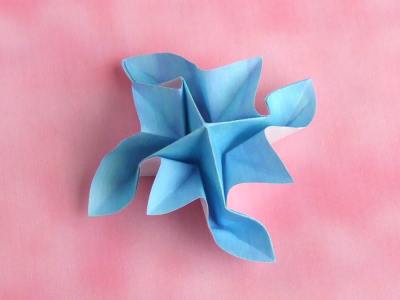 blue origami fireworks flower