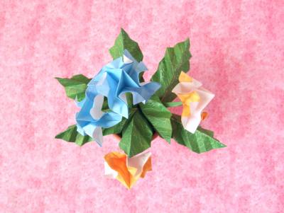 top view of an origami fireworks flower