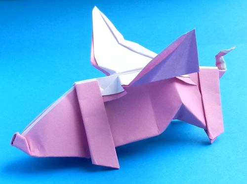 Folding an Origami Flying Pig
