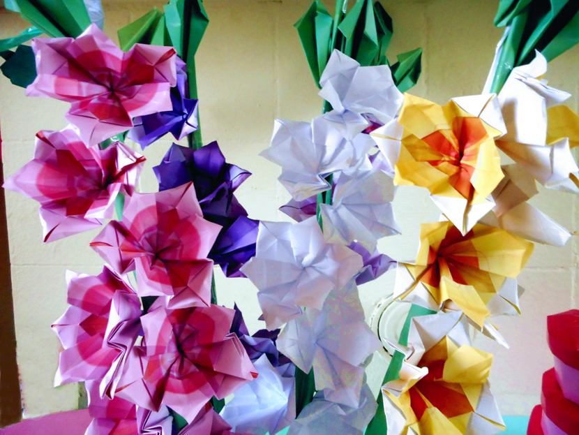 Origami gladiolus flowers