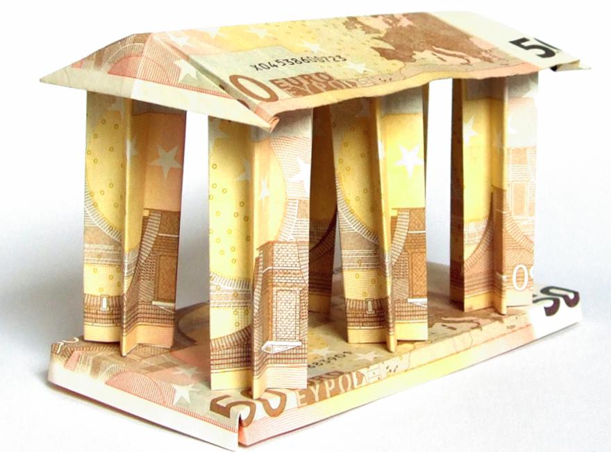 money origami greek temple