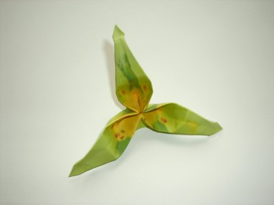 diagrams for a green origami flower