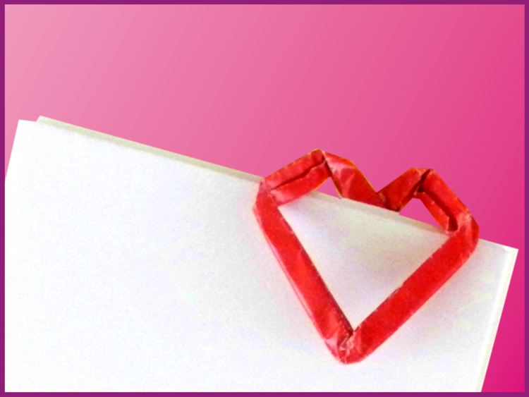 Origami heart paper clip