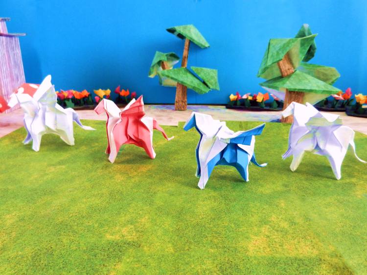 Origami Pegasus paarden met vleugels