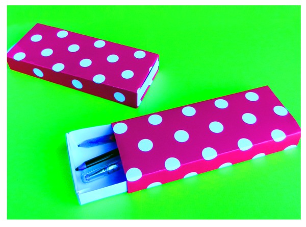 origami polka dot pencil boxes