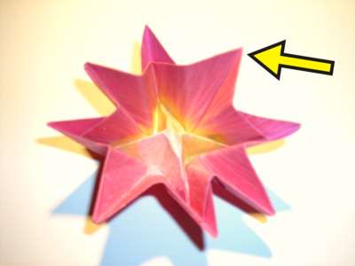 origami diagrammen van een roze bloemetje