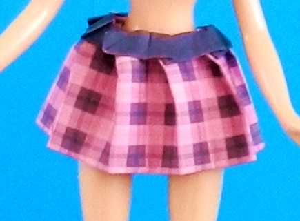 pink origami plaid mini skirt